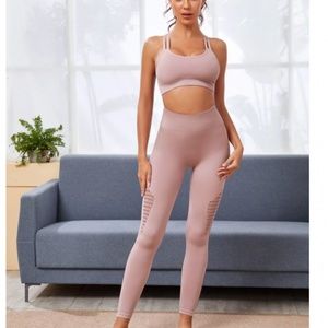 Laser Cut Out Sports Leggings and sports bra set L